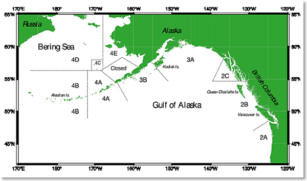 pacific halibut harvest map